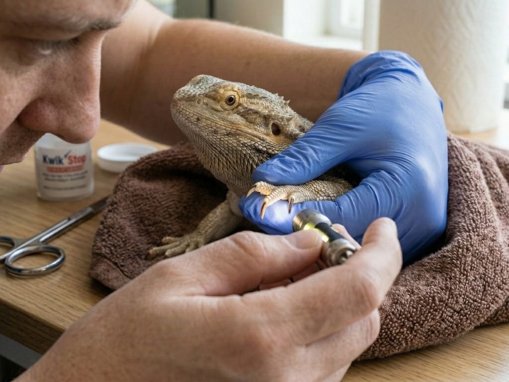 Locate the "quick": Look at the nail against the light. The quick is the darker, thick part near the toe that contains the blood vessel. Do not cut the quick.